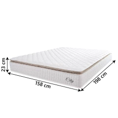 Colchão Casal Queen Molas Ensacadas City Pillow Top 158x198x23cm Branco / Bege Hellen — foto 2