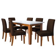 Conjunto Sala de Jantar Mesa Miami 1,60m 6 Cadeiras Trieste Dobuê — foto 11