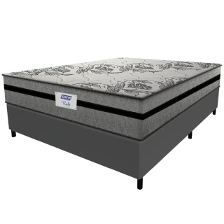 Cama Box Casal Queen Colchão Gazin Com Molas Ensacadas Rubi 158x198x70cm Suede