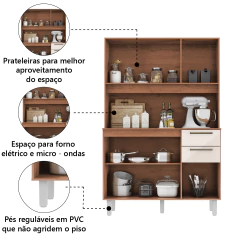 Armário de Cozinha Completa Compacta 6 Portas 2 Gavetas 1,20m Pop — foto 5