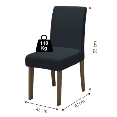 Conjunto Com 4 Cadeiras Estofada Sala de Jantar Trieste Siena Cedro / Chumbo Dobuê — foto 2