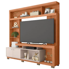Estante Home Theater Para TV Até 70 Polegadas 2,10m Atlanta Madeirado / Off White Caemmun — foto 1
