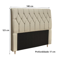 Cabeceira Para Cama Box Casal Istambul Dobuê 1,40m com Capitonê Bege — foto 3