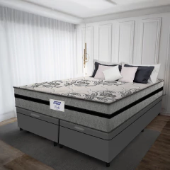 Cama Box Baú Casal King Colchão Gazin Com Molas Ensacadas Rubi 193x203x73cm Suede — foto 2