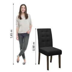 Conjunto Com 4 Cadeiras Estofada Sala de Jantar Dubai Castanho / Preto Dobuê — foto 4
