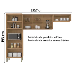 Armário de Cozinha Compacta 9 Portas 2,50m Versalhes Kit's Paraná — foto 3