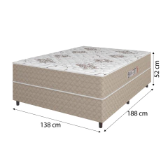Cama Box Casal Conjugada Ortopédico Alpha Espuma 138x188x52cm Bege / Branco Hellen — foto 3