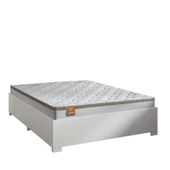 Cama Box Casal Desmontável Com Colchão Molas Ensacadas Real 138x188x58cm Bege / Branco CBP - Suporta — foto 1