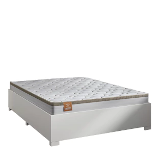 Cama Box Casal Desmontável Com Colchão Molas Ensacadas Real 138x188x58cm Bege / Branco CBP - Suporta