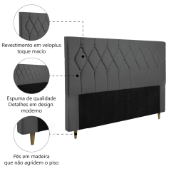 Cabeceira Estofada Para Cama Box Casal Miami de 1,40m Suede Dobuê — foto 4