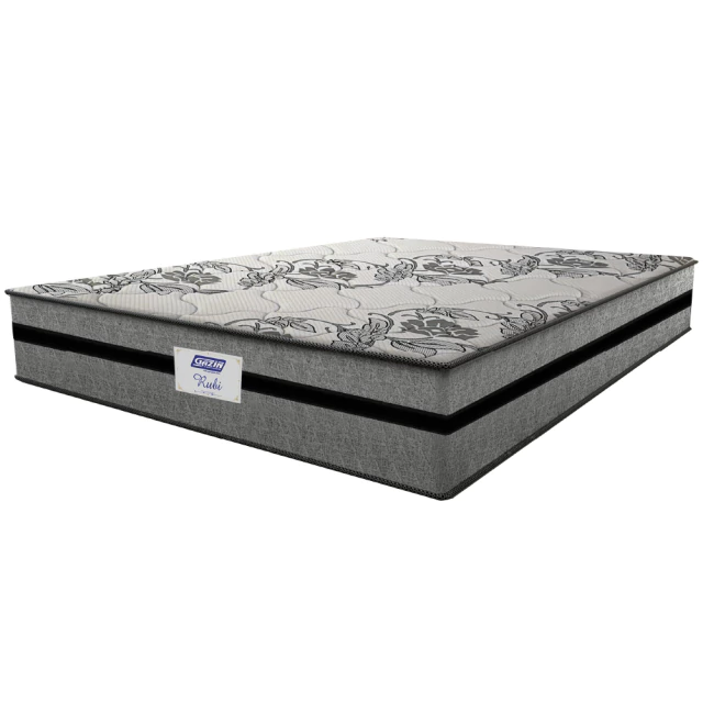 Colchão Casal King Gazin Com Molas Ensacadas Rubi 193x203x32cm Cinza/Preto - Suporta Até 120 Kg