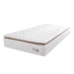Colchão Solteiro Molas Ensacadas City Pillow Top 88x188x23cm Branco / Bege Hellen - Suporta até 110k — foto 1