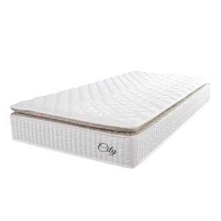 Colchão Solteiro Molas Ensacadas City Pillow Top 88x188x23cm Branco / Bege Hellen - Suporta até 110k