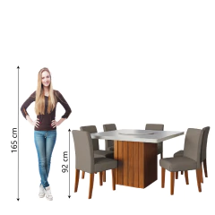 Conjunto Sala de Jantar Amsterdã New Mesa com Tampo Giratório 6 Cadeiras Trieste — foto 6