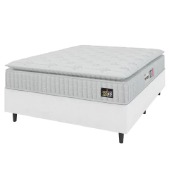 Cama Box Casal Colchão Espuma D33 Pillow Top Van Gogh 138x188x62cm Branco Hellen — foto 1