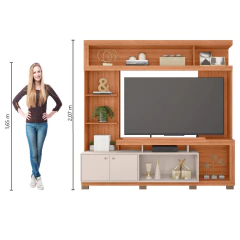 Estante Home Theater Para TV Até 70 Polegadas 2,10m Atlanta Madeirado / Off White Caemmun — foto 8
