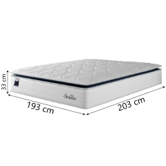Colchão Casal King Molas Ensacadas Com Pillow Sevilha 193x203x33cm Branco/Cinza Hellen — foto 2