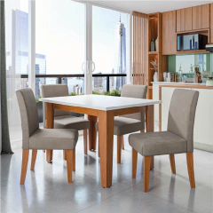 Conjunto Sala de Jantar Mesa Miami 1,20m 4 Cadeiras Trieste Madeirado/Mascavo Dobuê — foto 2