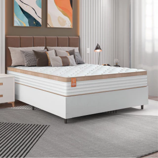 Cama Box Colchão Casal Molas Ensacadas Real 138x188x65cm Inducol