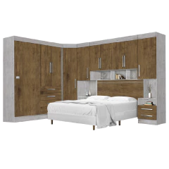 Dormitório Completo Georgia J&A Avelã / Jequitibá Para Cama Box 1,38M Casal — foto 1