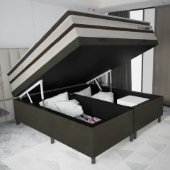 Cama Box Baú Casal King Gazin Colchão Molas Ensacadas Pillow Top Love Story 193x203x71cm Branco — foto 3