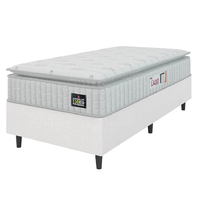 Cama Box Solteiro Colchão Espuma D45 Lazio Pillow Top 88x188x62cm Hellen