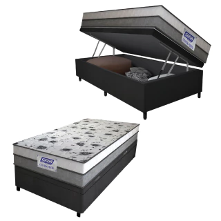 Cama Box Baú Solteiro Colchão Espuma D33 Fort 88x188x62cm Gazin