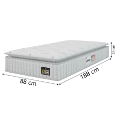 Cama Box Solteiro Colchão Espuma D33 Pillow Top Van Gogh 88x188x62cm Branco Hellen — foto 4