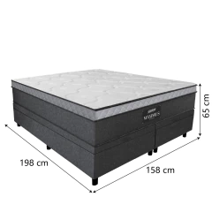 Cama Box Baú Casal Queen Colchão Gazin Maximus Molas Ensacadas 158x198x65cm — foto 3