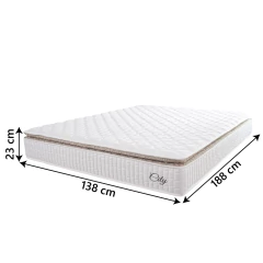 Colchão Casal Molas Ensacadas City Pillow Top 138x188x23cm Branco / Bege Hellen - Suporta até 110kg — foto 2