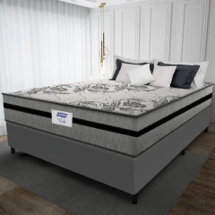 Cama Box Casal Colchão Gazin Com Molas Ensacadas Rubi 138x188x70cm Suede — foto 2