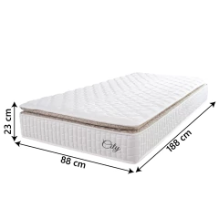 Colchão Solteiro Molas Ensacadas City Pillow Top 88x188x23cm Branco / Bege Hellen - Suporta até 110k — foto 2