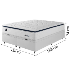 Cama Box Baú Casal Queen Colchão Molas Ensacadas Com Pillow Sevilha 158x198x74cm Hellen — foto 5