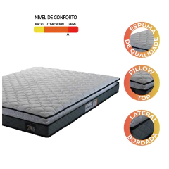 Colchão Casal Espuma D33 Pillow Top Millenium 138x188x19cm Cinza/Branco Hellen — foto 3