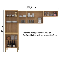 Armário de Cozinha Compacta 9 Portas 2,50m Versalhes Kit's Paraná — foto 9