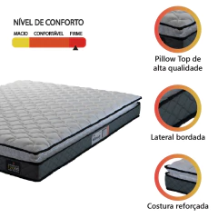 Colchão Casal Queen Espuma D33 Pillow Top Millenium 158x198x19cm Cinza/Branco Hellen — foto 3