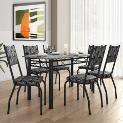 Conjunto Sala De Jantar Mesa Tampo Granito 1,40m Com 6 Cadeiras Diana Artefamol — foto 2