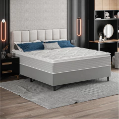Cama Box Baú Casal Molas Ensacadas Pillow Top 138x188x66cm Martino Cinza Umaflex — foto 2