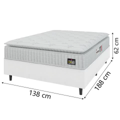 Cama Box Casal Colchão Espuma D33 Pillow Top Van Gogh 138x188x62cm Branco Hellen — foto 3