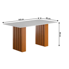 Conjunto de Mesa Sala de Jantar Ripada Tampo com Vidro 1,60m 6 Cadeiras Santiago Dobuê — foto 10