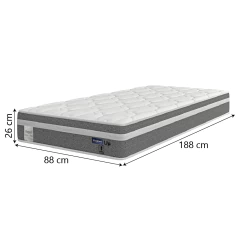 Colchão Solteiro Molas Ensacadas Euro In Up 88x188x26cm Cinza / Branco Probel - Suporta até 110kg — foto 2