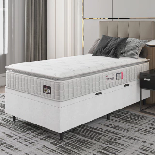 Cama Box Baú Solteiro Colchão Espuma D33 Pillow Top Van Gogh 88x188x65cm Hellen