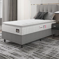 Cama Box Colchão Solteiro Espuma D33 Vangogh Pillow Top 88x188x67cm Branco / Cinza Hellen - Suporta — foto 2