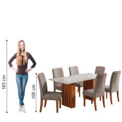 Conjunto de Mesa Sala de Jantar Ripada Tampo com Vidro Santiago 1,80m 6 Cadeiras Grécia Dobuê — foto 8