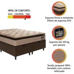 Cama Box Baú Casal Queen Colchão Espuma D33 Pillow Top Van Gogh 158x198x70cm Suede Marrom Hellen — foto 6