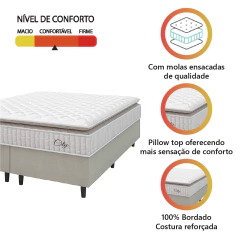 Cama Box Colchão Casal King Molas Ensacadas City Pillow Top 193x203x61cm Hellen — foto 5