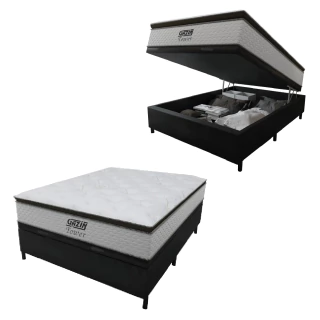 Cama Box Baú Casal Colchão Molas Pocket Ensacadas Tower 138x188x75cm Gazin