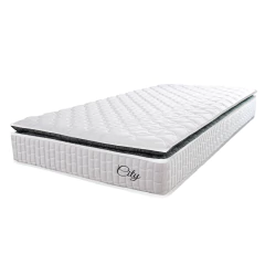Colchão Solteiro Molas Ensacadas City Pillow Top 88x188x23cm Branco / Preto Hellen - Suporta até 110 — foto 1