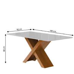 Conjunto de Mesa Sala de Jantar Tampo com Vidro 1,80m 6 Cadeiras Grécia Dobuê — foto 3