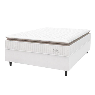 Cama Box Colchão Casal Molas Ensacadas City Pillow Top 138x188x61cm Hellen
